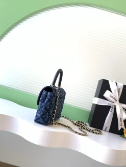 Alternative view of CHANEL Top Handle Bags Denim (Blue-Black) 13X19X1CM F10202608071674