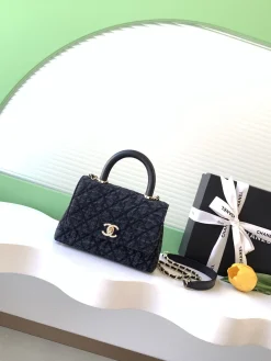 CHANEL Top Handle Bags Denim (Dark Blue-Gold) 13X19X9CM G60202608071675