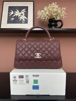 CHANEL Top Handle Bags Grained Leather (Bordeaux-Gold) 29X18X12CM F80202608072538