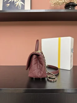 Alternative view of CHANEL Top Handle Bags Grained Leather (Burgundy-Gold) 19X14X9CM F20202608072566