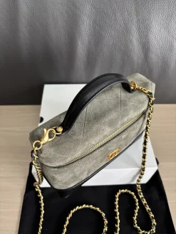 Alternative view of CHANEL Top Handle Bags Green Leather (Grayish Green-Black) One Size E70202608071329