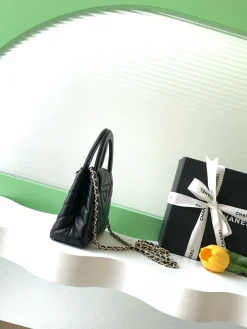 Alternative view of CHANEL Top Handle Bags Lamb Leather (Black-Gold) 13X19X7CM E80202608071669