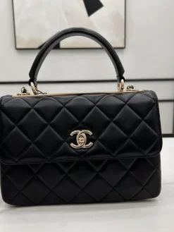 Alternative view of CHANEL Top Handle Bags Lamb Leather (Black-Gold) 25X12X17CM E60202608071173