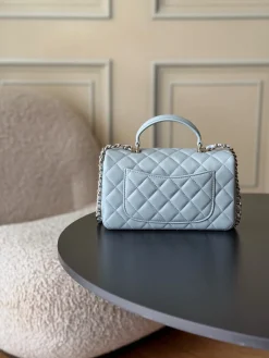 Alternative view of CHANEL Top Handle Bags Lamb Leather (Blue-Gold) 20X12X6CM E60202608072094