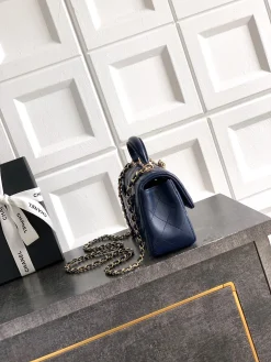 Alternative view of CHANEL Top Handle Bags Lamb Leather (Blue-Gold) 20X13X9CM I80202608072771