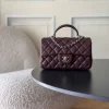 CHANEL Top Handle Bags Lamb Leather (Burgundy-Gold) 20X12X6CM E60202608072095