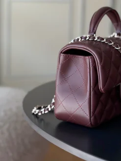 Alternative view of CHANEL Top Handle Bags Lamb Leather (Burgundy-Gold) 20X12X6CM E60202608072095