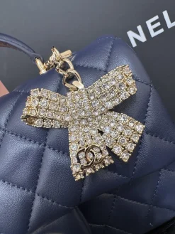 Alternative view of CHANEL Top Handle Bags Lamb Leather (Dark Blue-Gold) 20X12X6CM F00202608073260