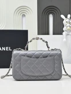 Alternative view of CHANEL Top Handle Bags Lamb Leather (Grey-Silver) 20X12X6CM G00202608072804