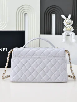 Alternative view of CHANEL Top Handle Bags Lamb Leather (Light Gray-Gold) 25X16X7CM G60202608072476