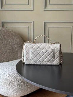 Alternative view of CHANEL Top Handle Bags Lamb Leather (Off-White-Gold) 20X14X7CM G50202608073165