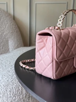 Alternative view of CHANEL Top Handle Bags Lamb Leather (Pink-Gold) 20X14X7CM G50202608073164