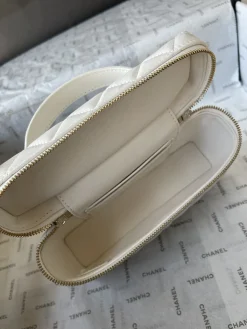 Alternative view of CHANEL Top Handle Bags Lamb Leather (White-Gold) 14X19X5CM E80202608072140