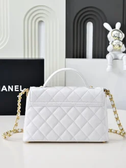 Alternative view of CHANEL Top Handle Bags Lamb Leather (White-Gold) 20X14X6CM G30202608072482