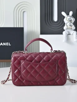 Alternative view of CHANEL Top Handle Bags Lamb Skin (Burgundy-Gold) 20X9X13CM F80202608073245