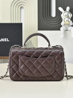Alternative view of CHANEL Top Handle Bags Lambskin (Brown-Silver) 20X9X13CM F80202608073246