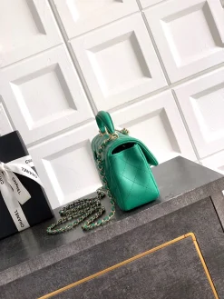 Alternative view of CHANEL Top Handle Bags Lambskin (Green-Gold) 20X13X9CM I80202608072769
