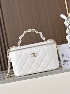 CHANEL Top Handle Bags Lambskin (White-Gold) 17CM E60202608071532