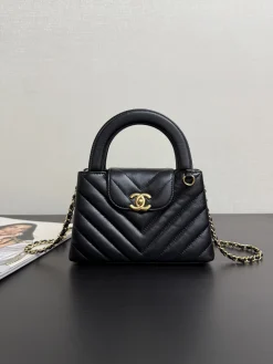 CHANEL Top Handle Bags Leather (Black-Gold) 12X19X7CM I50202608070940