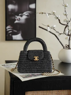 CHANEL Top Handle Bags Leather (Black-Gold) 13X19X7CM G50202608070146