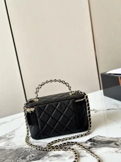 Alternative view of CHANEL Top Handle Bags Leather (Black-Gold) 16X10X8CM E80202608070138