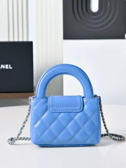 Alternative view of CHANEL Top Handle Bags Leather (Blue-Gold) 13X19X7CM E50202608072161