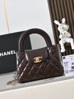CHANEL Top Handle Bags Leather (Brown-Gold) 13X19X7 F00202608072932