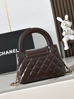 Alternative view of CHANEL Top Handle Bags Leather (Brown-Gold) 13X19X7 F00202608072932