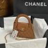 CHANEL Top Handle Bags Leather (Brown-Gold) 13X19X7CM E30202608072430