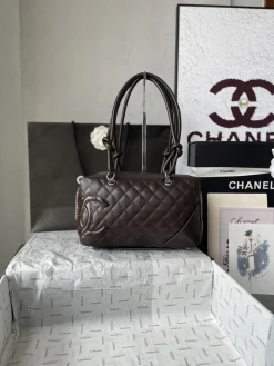 CHANEL Top Handle Bags Leather (Brown-Silver) 28X10X16CM G40202608071686