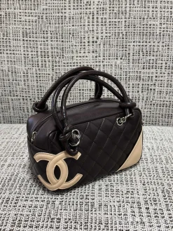 CHANEL Top Handle Bags Leather (Dark Brown-Beige) 12X21X9CM A000202608072576
