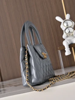 Alternative view of CHANEL Top Handle Bags Leather (Grey-Gold) 13X19X7CM E80202608071477