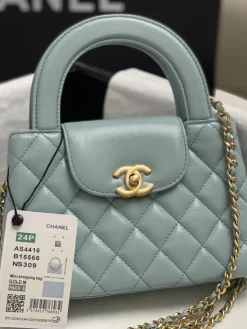 Alternative view of CHANEL Top Handle Bags Leather (Light Blue-Gold) 13X19X7CM E30202608072444