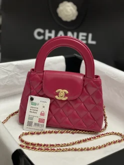 CHANEL Top Handle Bags Leather (Magenta-Gold) 13X19X7CM E30202608072443