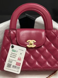 Alternative view of CHANEL Top Handle Bags Leather (Magenta-Gold) 13X19X7CM E30202608072443