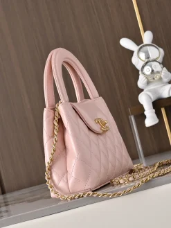 Alternative view of CHANEL Top Handle Bags Leather (Pink-Gold) 13X19X7CM E80202608071476