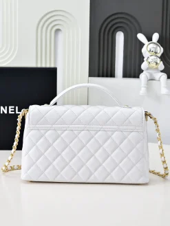 Alternative view of CHANEL Top Handle Bags Leather (White-Gold) 25X16X7CM G60202608072478
