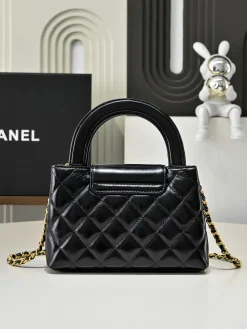 Alternative view of CHANEL Top Handle Bags Oil Wax Leather (Black-Gold) 13X19X7 E80202608071469
