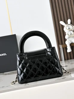 Alternative view of CHANEL Top Handle Bags Patent Leather (Black-Gold) 13X19X7CM F50202608072783