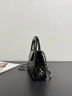 Alternative view of CHANEL Top Handle Bags Patent Leather (Black-Silver) 13X19X7CM I50202608073222