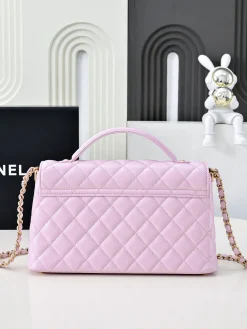 Alternative view of CHANEL Top Handle Bags Quilted Leather (Pink-Gold) 25X16X7CM G60202608072477