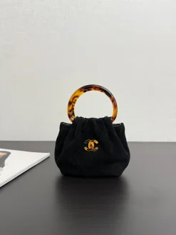 CHANEL Top Handle Bags Suede (Black-Tortoiseshell) 16X11X4CM H50202608073216