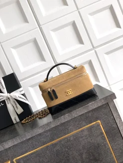 CHANEL Top Handle Bags Suede Lambskin (Tan-Black) 19CM G00202608071836