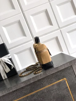 Alternative view of CHANEL Top Handle Bags Suede Lambskin (Tan-Black) 19CM G00202608071836