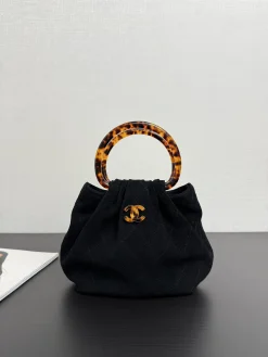 CHANEL Top Handle Bags Suede Leather (Black-Brown) 18X24X12CM A000202608070036
