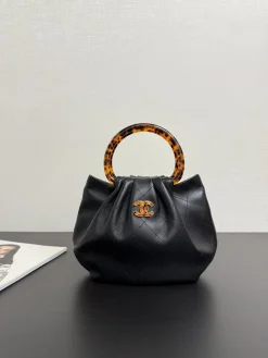 CHANEL Top Handle Bags Suede Leather (Black-Brown) 18X24X12CM A050202608073214