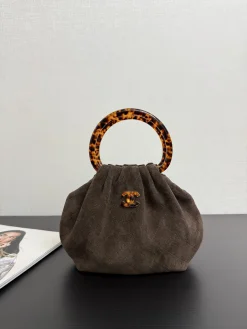 CHANEL Top Handle Bags Suede Leather (Brown-Amber) 18X24X12CM A000202608070037