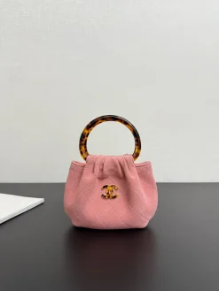 CHANEL Top Handle Bags Suede Leather (Pink-Tortoiseshell) 16X11X4CM H50202608070031
