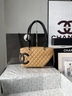 CHANEL Top Handle Bags (Tan-Black) 28X10X16CM G40202608071688