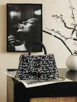 Alternative view of CHANEL Top Handle Bags Tweed Leather (Black-White) 13X19X9CM I50202608071360